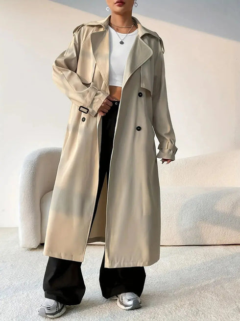 'Quenby' Beige Trench Coat - Celes Fashion